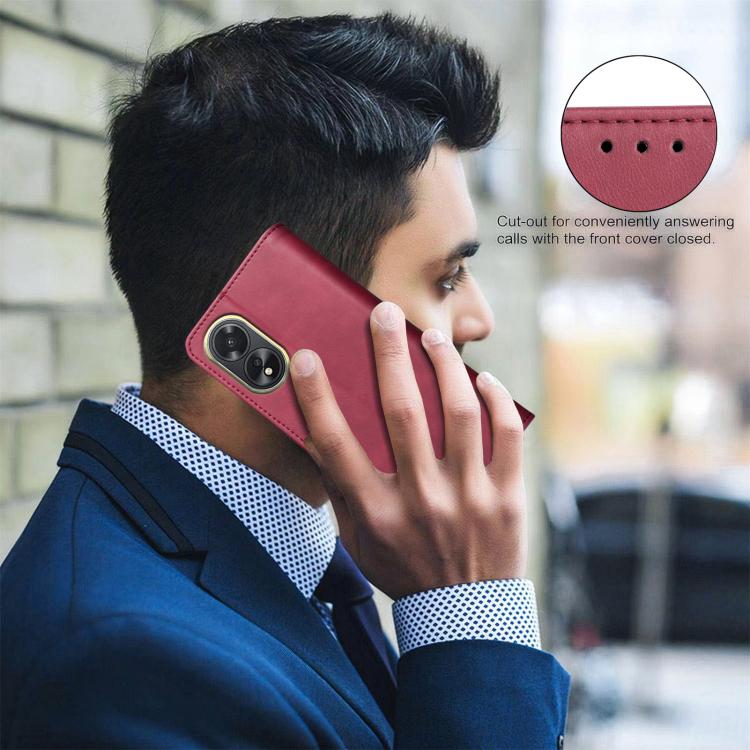 For OPPO A38 / A18 Solid Color Calfskin Texture RFID Vegan Leather Phone Case