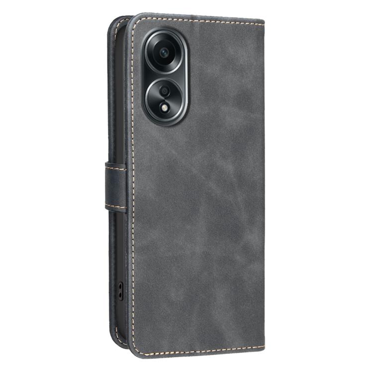 For OPPO A58 4G Solid Color Calfskin Texture RFID Vegan Leather Phone Case
