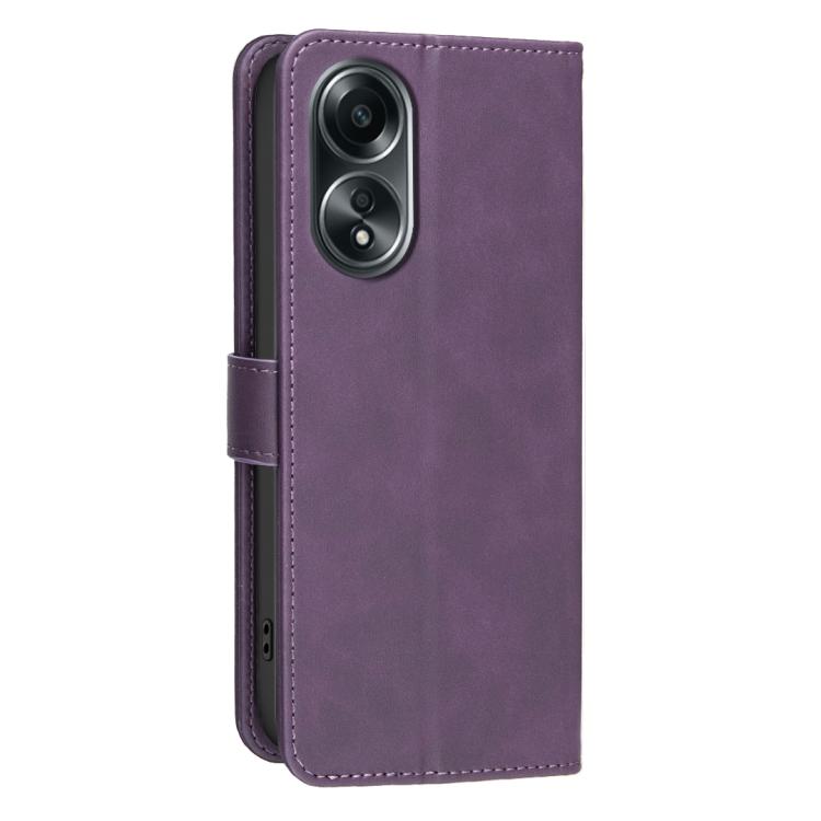 For OPPO A58 4G Solid Color Calfskin Texture RFID Vegan Leather Phone Case