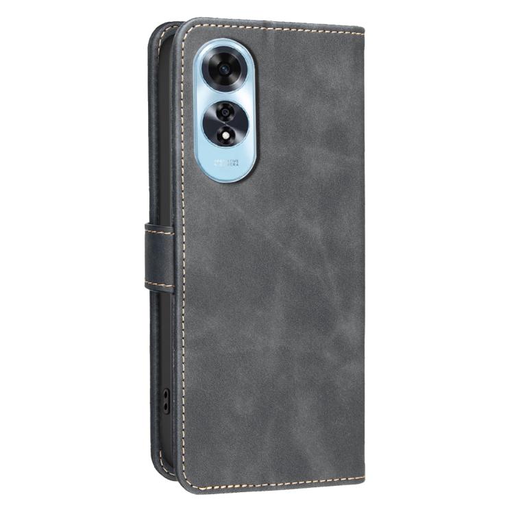 For OPPO A60 4G Solid Color Calfskin Texture RFID Vegan Leather Phone Case