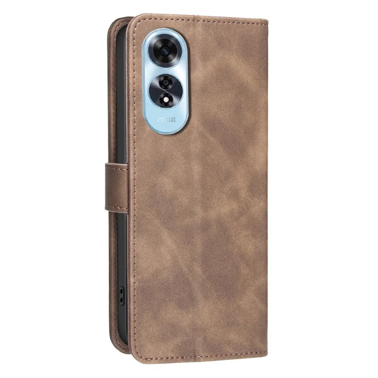 For OPPO A60 4G Solid Color Calfskin Texture RFID Vegan Leather Phone Case