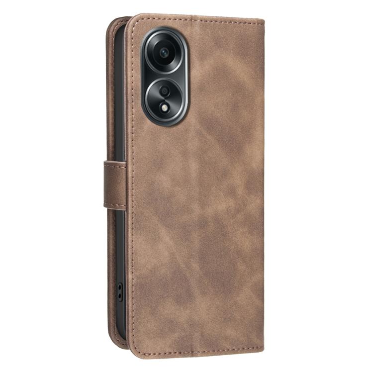 For OPPO A78 4G Solid Color Calfskin Texture RFID Vegan Leather Phone Case
