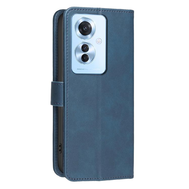 For OPPO Reno11 F Solid Color Calfskin Texture RFID Vegan Leather Phone Case