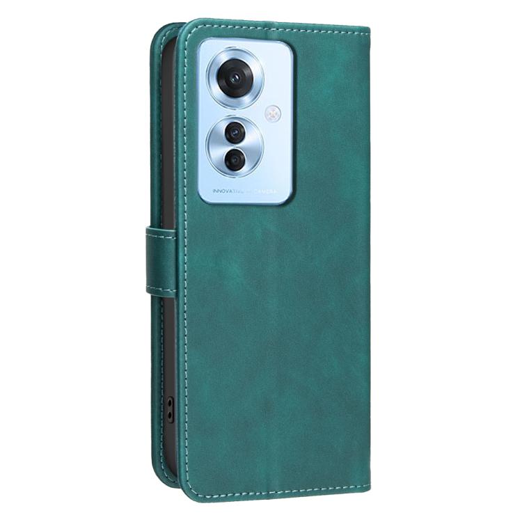 For OPPO Reno11 F Solid Color Calfskin Texture RFID Vegan Leather Phone Case