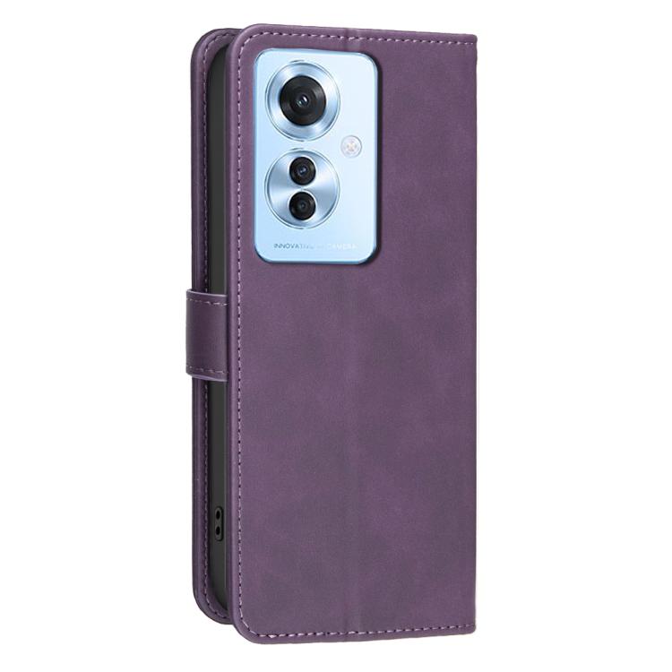 For OPPO Reno11 F Solid Color Calfskin Texture RFID Vegan Leather Phone Case