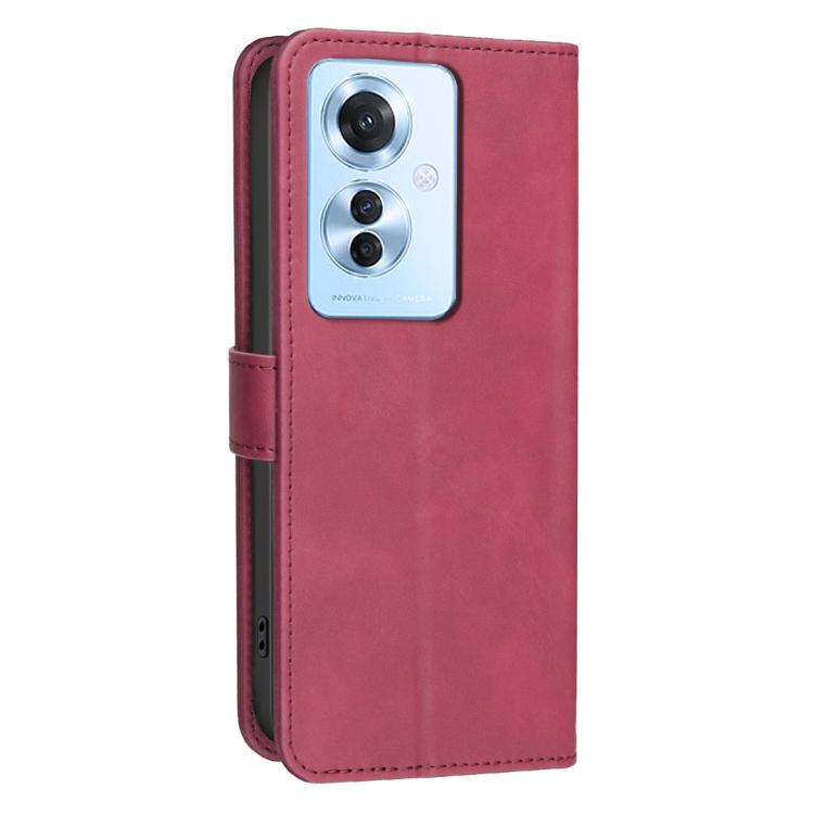 For OPPO Reno11 F Solid Color Calfskin Texture RFID Vegan Leather Phone Case