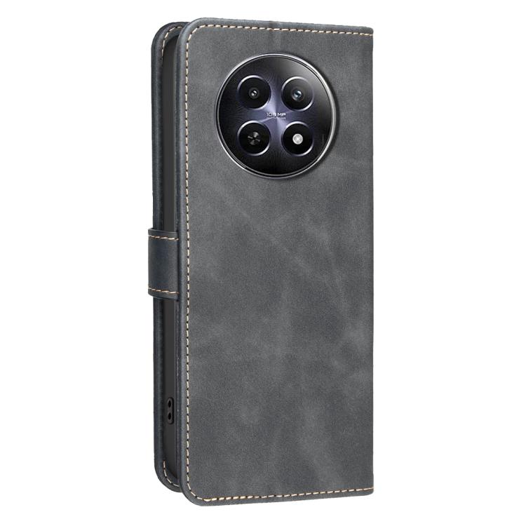 For Realme 12 5G Global Solid Color Calfskin Texture RFID Vegan Leather Phone Case