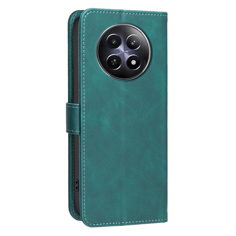 For Realme 12 5G Global Solid Color Calfskin Texture RFID Vegan Leather Phone Case