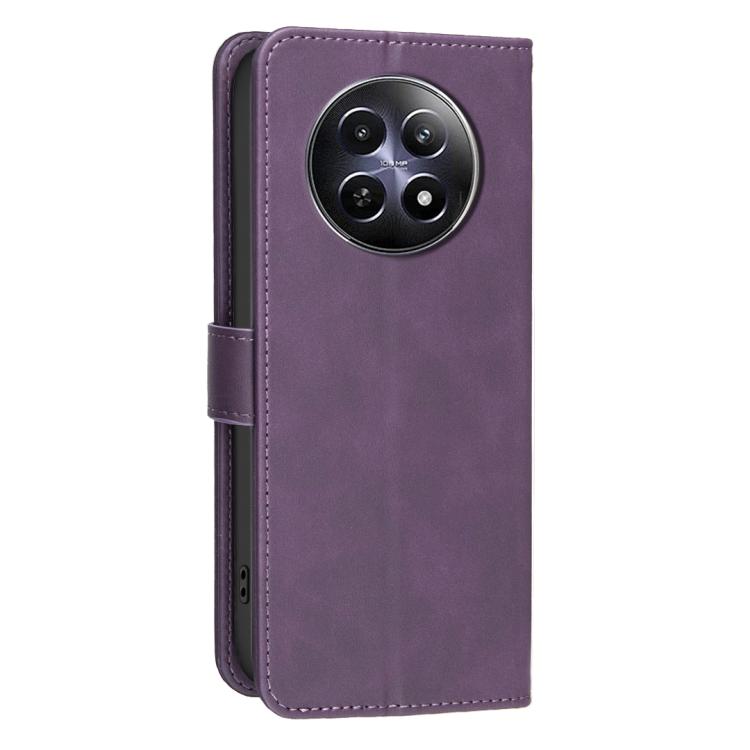 For Realme 12 5G Global Solid Color Calfskin Texture RFID Vegan Leather Phone Case