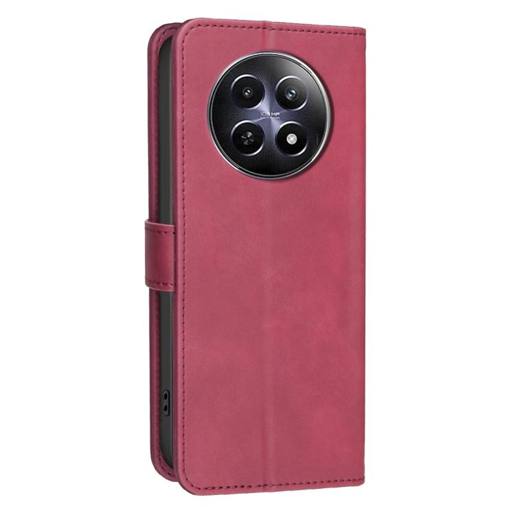 For Realme 12 5G Global Solid Color Calfskin Texture RFID Vegan Leather Phone Case