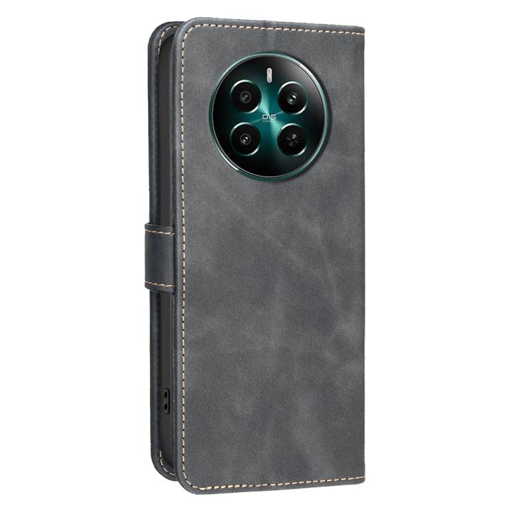 For Realme 12+ 5G Solid Color Calfskin Texture RFID Vegan Leather Phone Case