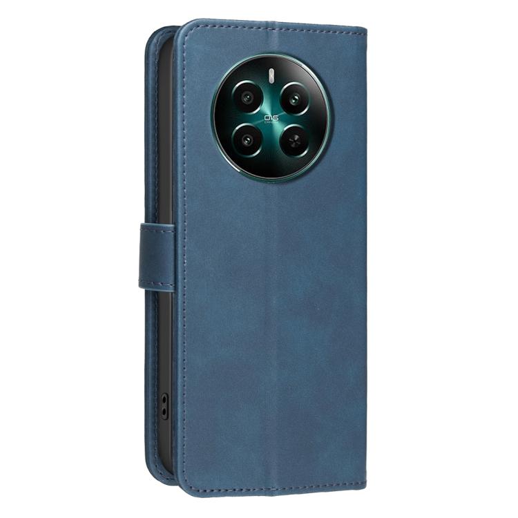 For Realme 12+ 5G Solid Color Calfskin Texture RFID Vegan Leather Phone Case