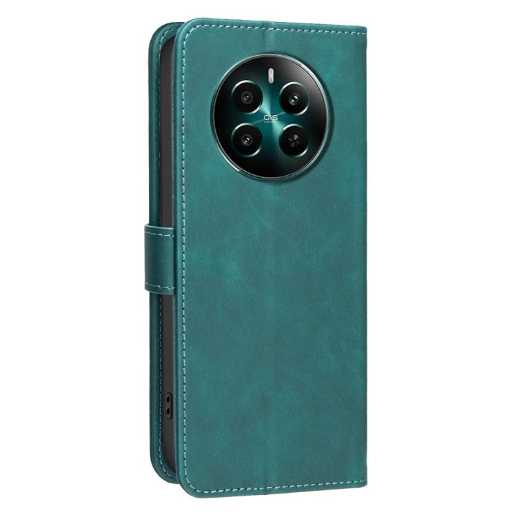 For Realme 12+ 5G Solid Color Calfskin Texture RFID Vegan Leather Phone Case