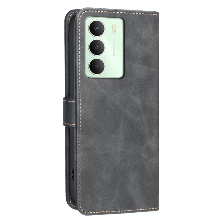 For Realme 14X Global Solid Color Calfskin Texture RFID Vegan Leather Phone Case
