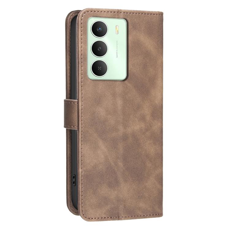 For Realme 14X Global Solid Color Calfskin Texture RFID Vegan Leather Phone Case