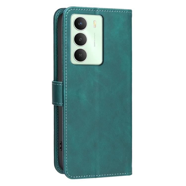 For Realme 14X Global Solid Color Calfskin Texture RFID Vegan Leather Phone Case