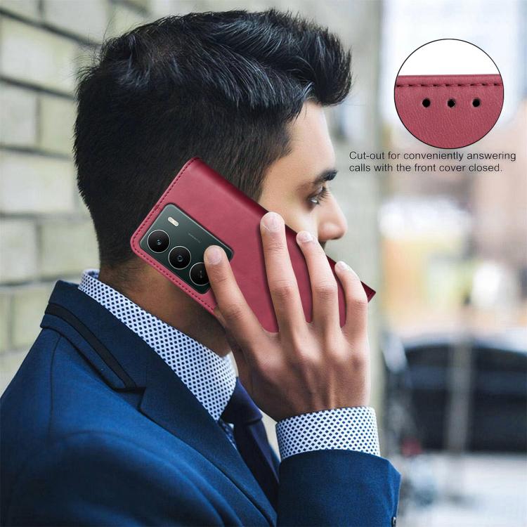 For Realme C71 4G Global Solid Color Calfskin Texture RFID Vegan Leather Phone Case