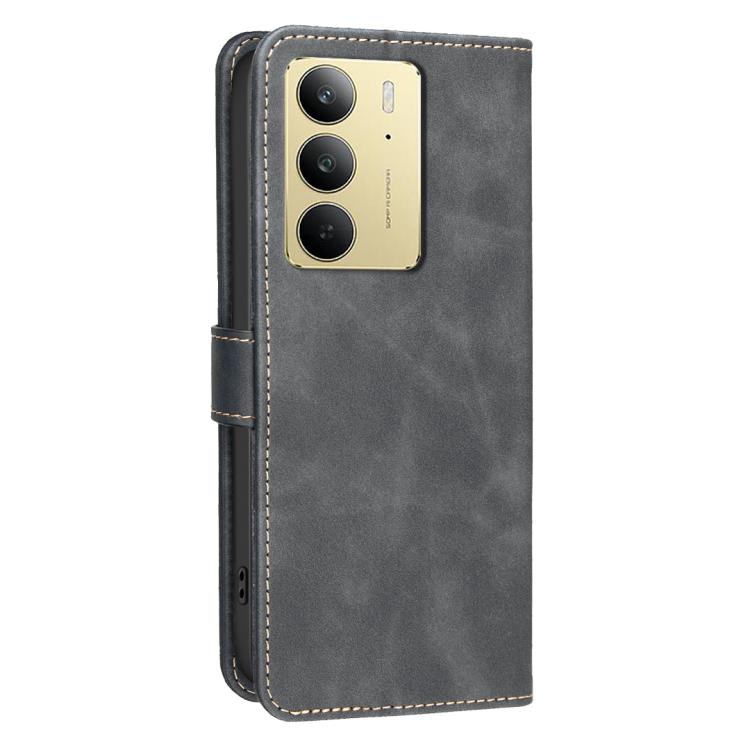 For Realme C75 4G Solid Color Calfskin Texture RFID Vegan Leather Phone Case