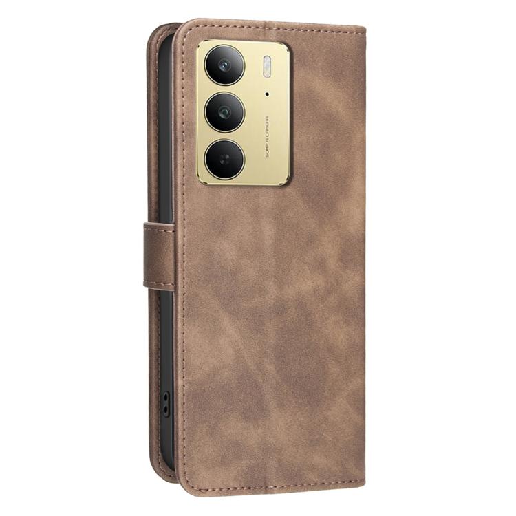 For Realme C75 4G Solid Color Calfskin Texture RFID Vegan Leather Phone Case
