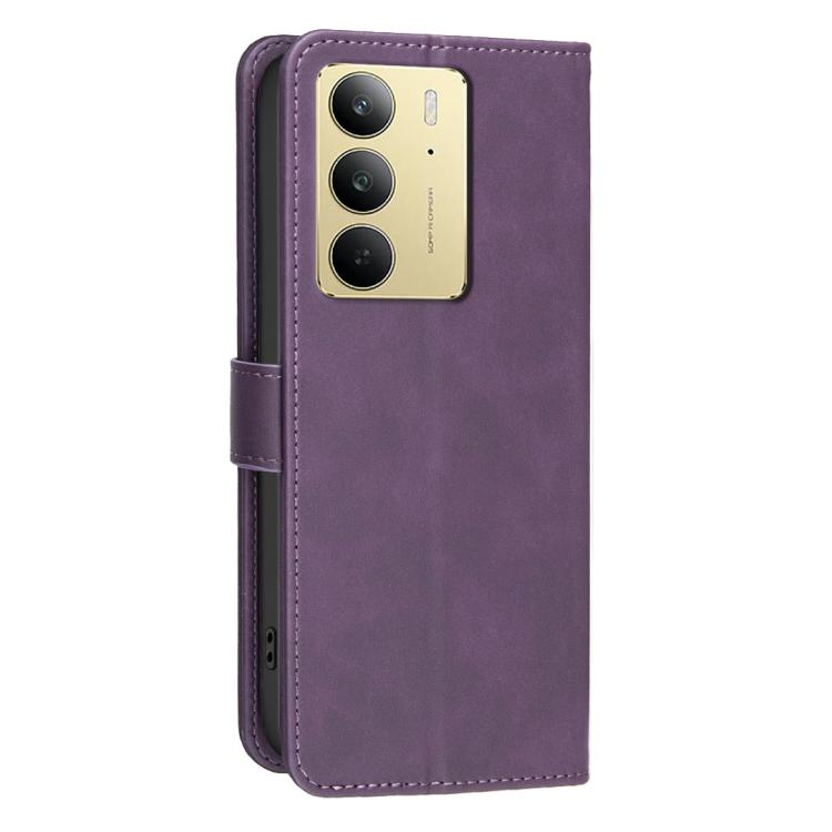 For Realme C75 4G Solid Color Calfskin Texture RFID Vegan Leather Phone Case