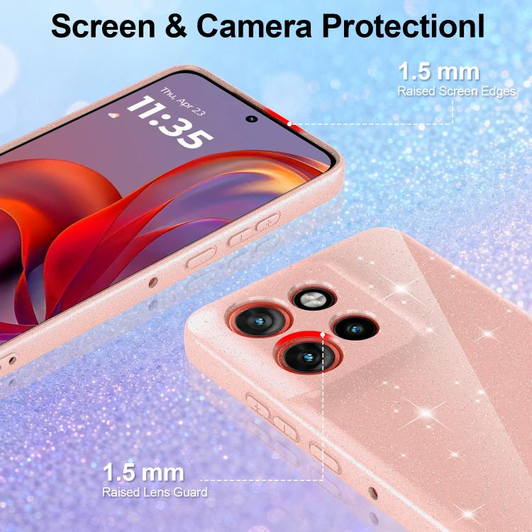 For Motorola Edge 60 Neo / 50 Neo 5G Fine Hole Glossy Glitter Magnetic TPU Phone Case with Same Color Hand Strap