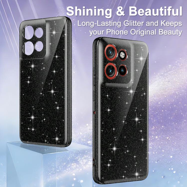 For Motorola Edge 60 Neo / 50 Neo 5G Fine Hole Glossy Glitter Magnetic TPU Phone Case with Same Color Hand Strap