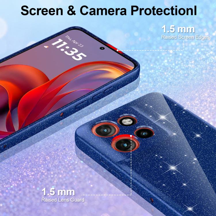 For Motorola Edge 60 Neo / 50 Neo 5G Fine Hole Glossy Glitter Magnetic TPU Phone Case with Same Color Hand Strap