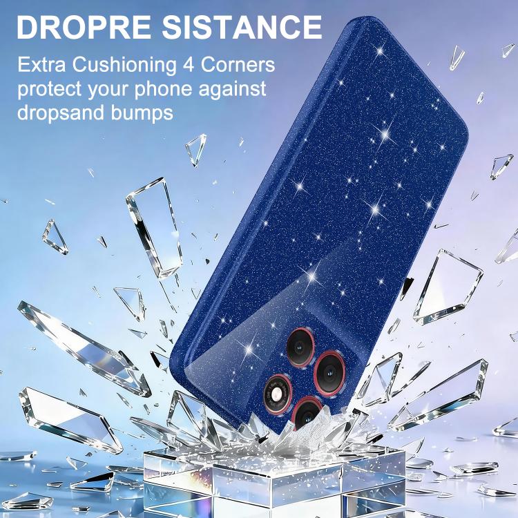 For Motorola Edge 60 Pro 5G Fine Hole Glossy Glitter Magnetic TPU Phone Case with Same Color Hand Strap