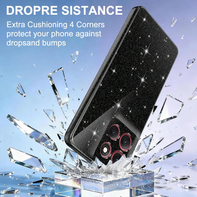 For Motorola Moto G86 / G100 Pro 5G Fine Hole Glossy Glitter Magnetic TPU Phone Case with Same Color Hand Strap