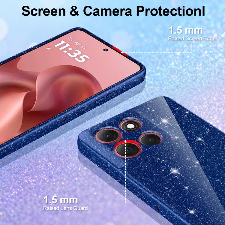 For Motorola Moto G86 / G100 Pro 5G Fine Hole Glossy Glitter Magnetic TPU Phone Case with Same Color Hand Strap