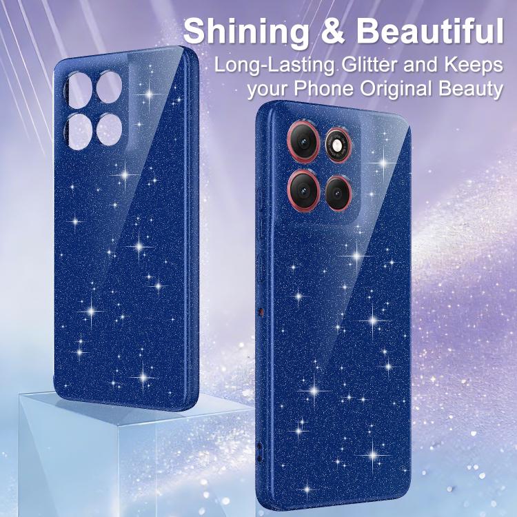 For Motorola Moto G86 / G100 Pro 5G Fine Hole Glossy Glitter Magnetic TPU Phone Case with Same Color Hand Strap