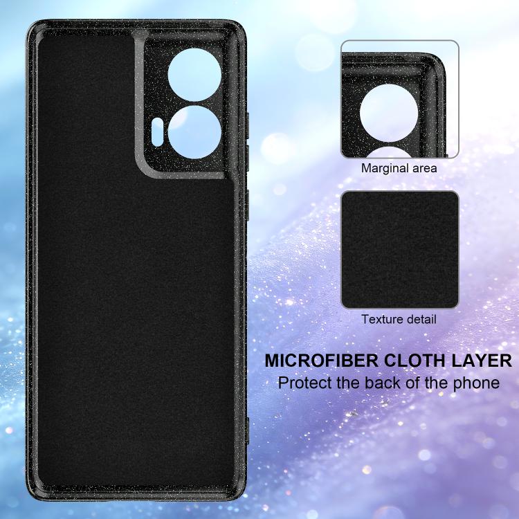 For Motorola Edge 50 Fusion / Moto G96 5G Fine Hole Glossy Glitter Magnetic TPU Phone Case with Same Color Hand Strap