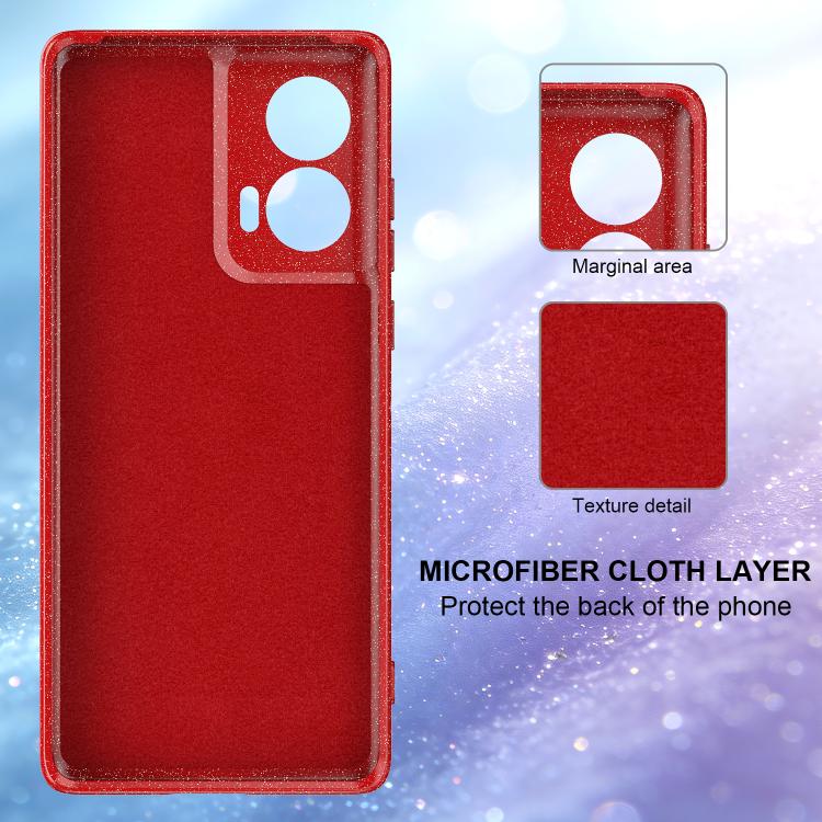 For Motorola Edge 50 Fusion / Moto G96 5G Fine Hole Glossy Glitter Magnetic TPU Phone Case with Same Color Hand Strap