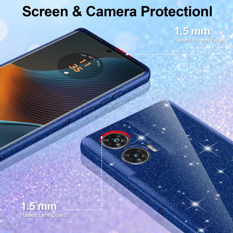 For Motorola Edge 50 Fusion / Moto G96 5G Fine Hole Glossy Glitter Magnetic TPU Phone Case with Same Color Hand Strap