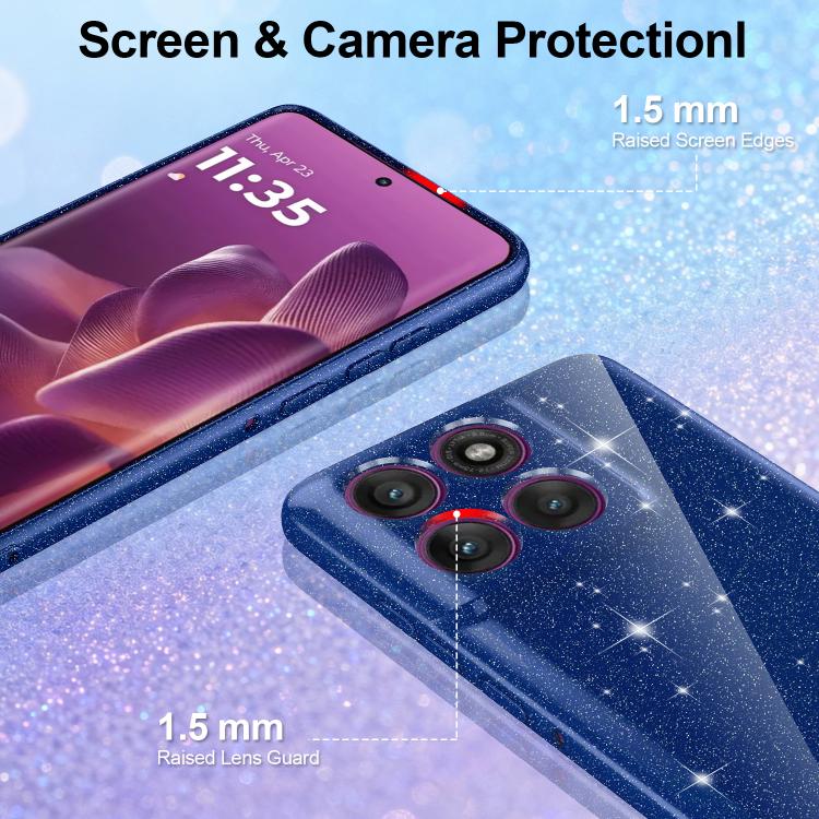 For Motorola Edge 60 / 60s / 60 Fusion 5G Fine Hole Glossy Glitter Magnetic TPU Phone Case with Same Color Hand Strap