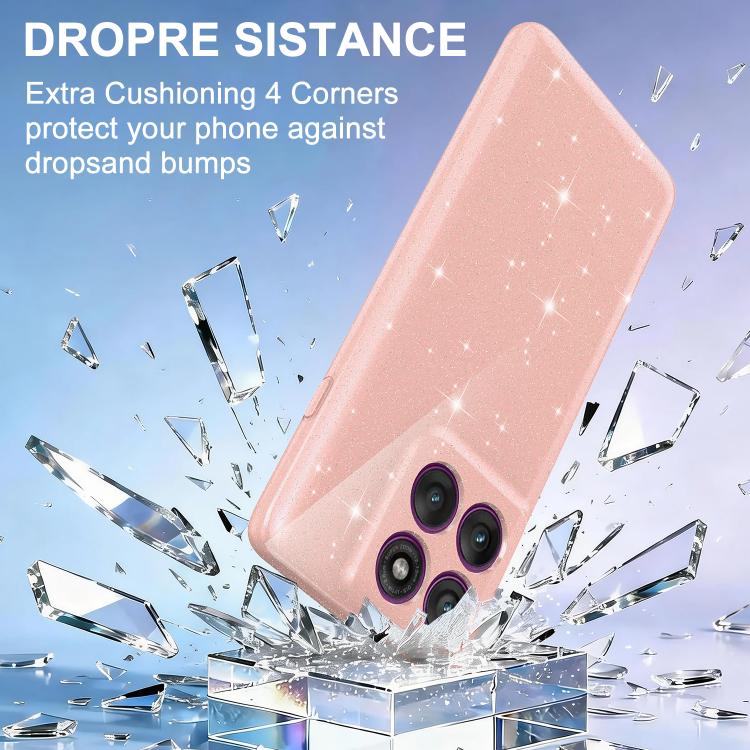 For Motorola Edge 70 5G Fine Hole Glossy Glitter Magnetic TPU Phone Case with Same Color Hand Strap