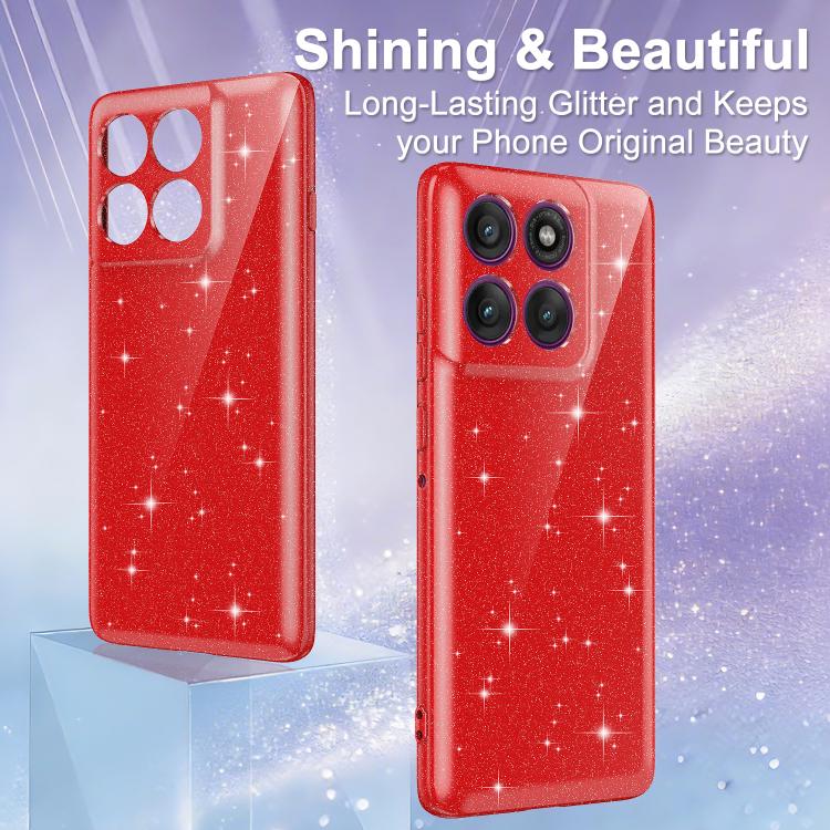 For Motorola Edge 70 5G Fine Hole Glossy Glitter Magnetic TPU Phone Case with Same Color Hand Strap