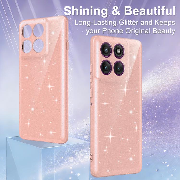 For Motorola Moto G67 Power / G57 / G57 Power Fine Hole Glossy Glitter Magnetic TPU Phone Case with Same Color Hand Strap