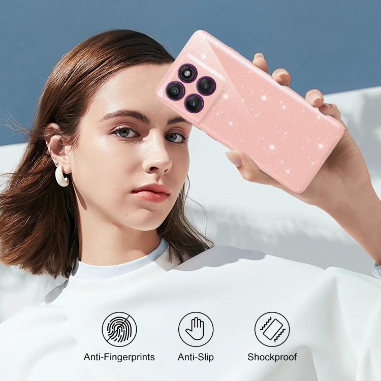 For Motorola Moto G67 / G77 / G87 5G Fine Hole Glossy Glitter Magnetic TPU Phone Case with Same Color Hand Strap