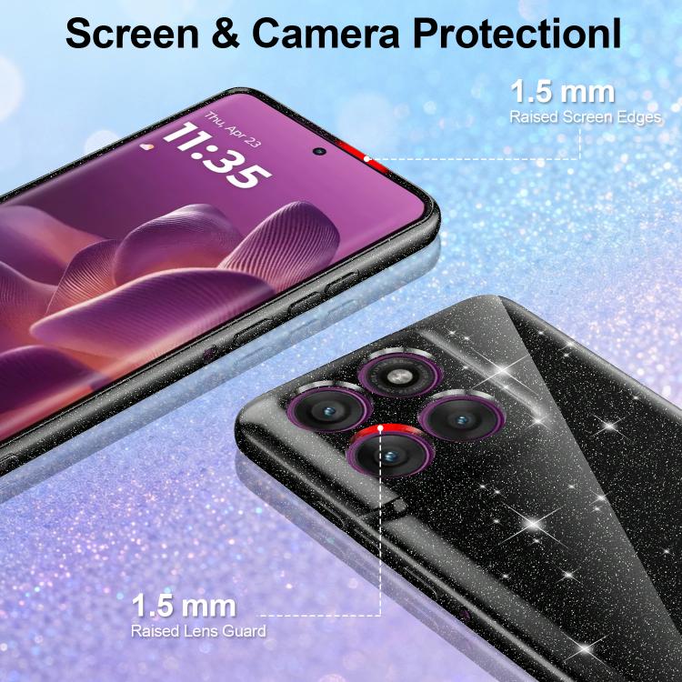 For Motorola Moto G67 / G77 / G87 5G Fine Hole Glossy Glitter Magnetic TPU Phone Case with Same Color Hand Strap