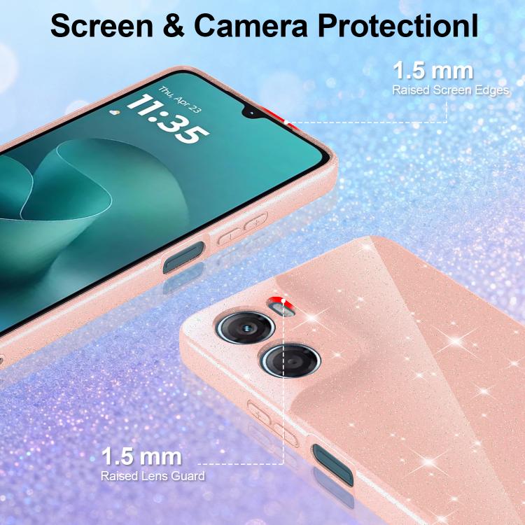 For Motorola Moto G06 / G06 Power 4G Fine Hole Glossy Glitter Magnetic TPU Phone Case with Same Color Hand Strap