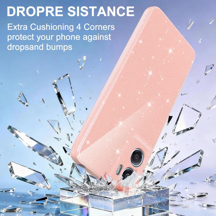 For Motorola Moto G06 / G06 Power 4G Fine Hole Glossy Glitter Magnetic TPU Phone Case with Same Color Hand Strap
