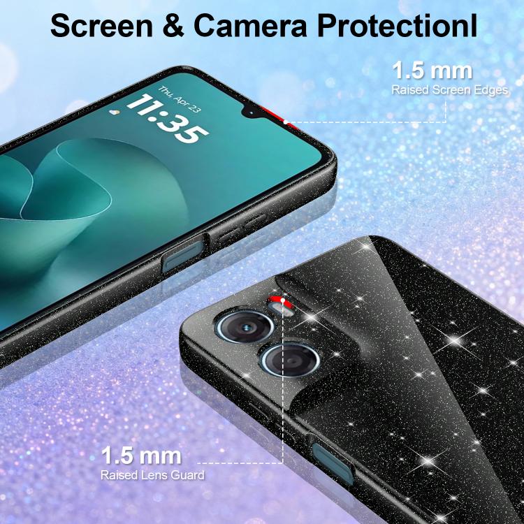 For Motorola Moto G06 / G06 Power 4G Fine Hole Glossy Glitter Magnetic TPU Phone Case with Same Color Hand Strap