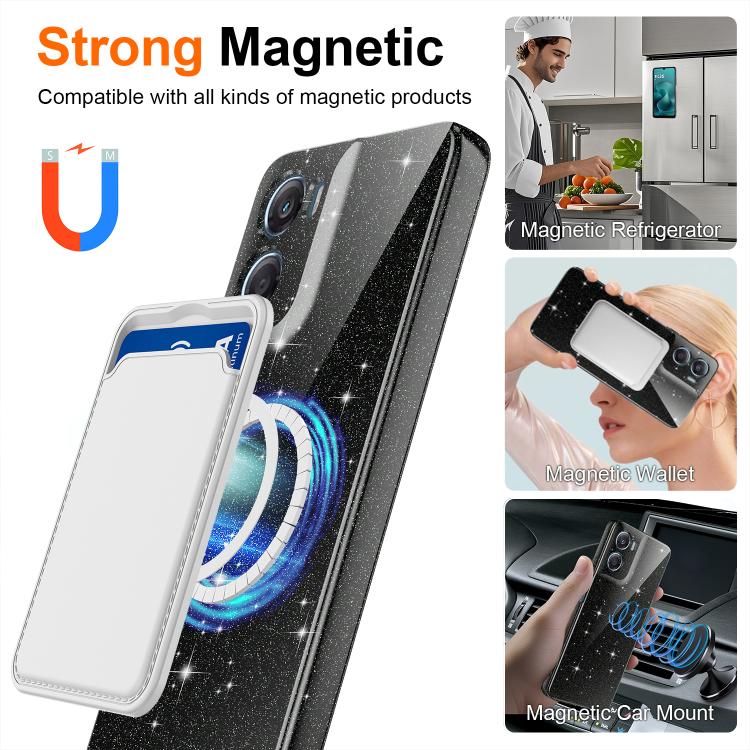 For Motorola Moto G06 / G06 Power 4G Fine Hole Glossy Glitter Magnetic TPU Phone Case with Same Color Hand Strap
