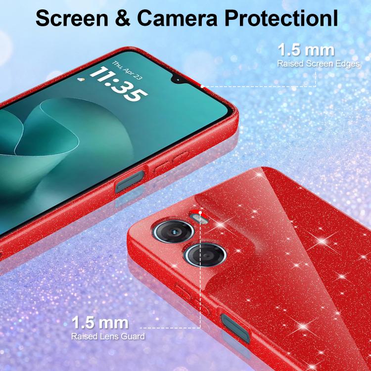For Motorola Moto G06 / G06 Power 4G Fine Hole Glossy Glitter Magnetic TPU Phone Case with Same Color Hand Strap