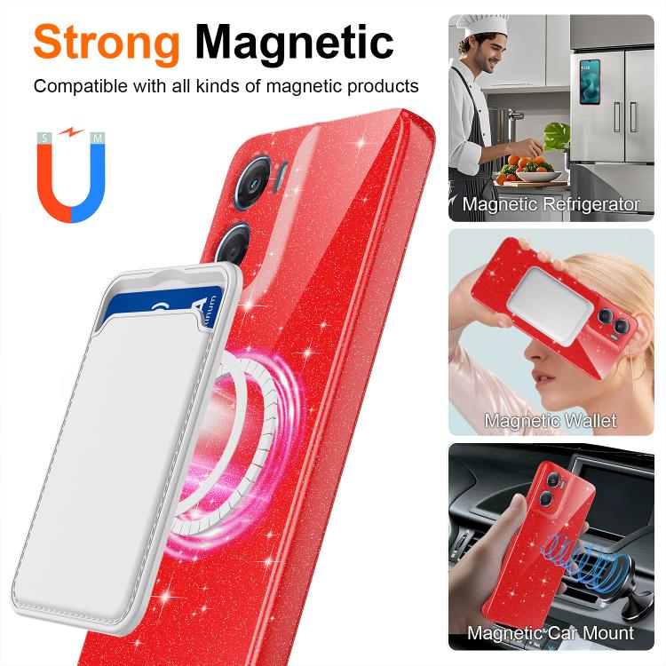 For Motorola Moto G06 / G06 Power 4G Fine Hole Glossy Glitter Magnetic TPU Phone Case with Same Color Hand Strap