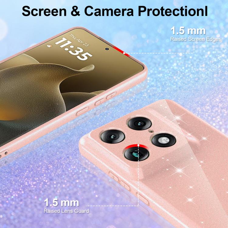 For Motorola Signature 5G / Edge 70 Ultra 5G Fine Hole Glossy Glitter Magnetic TPU Phone Case with Same Color Hand Strap