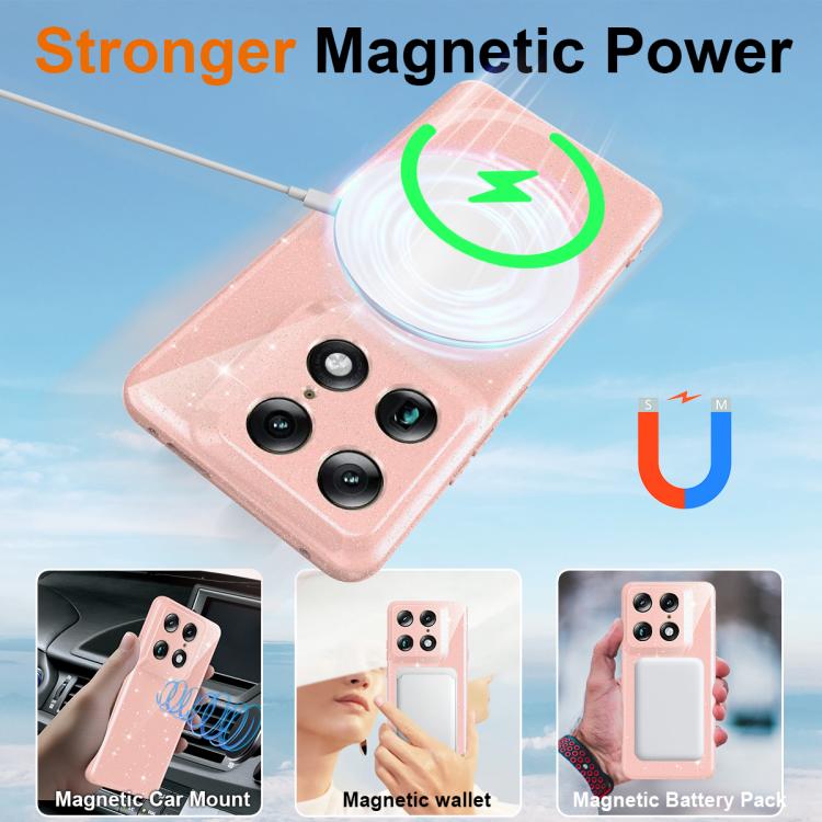 For Motorola Signature 5G / Edge 70 Ultra 5G Fine Hole Glossy Glitter Magnetic TPU Phone Case with Same Color Hand Strap