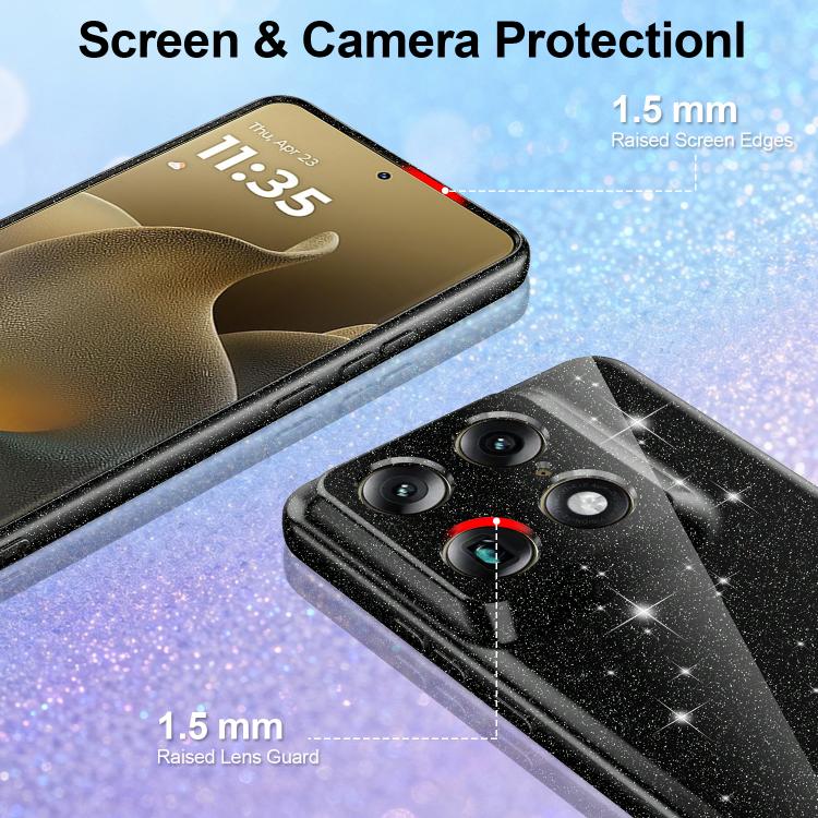For Motorola Signature 5G / Edge 70 Ultra 5G Fine Hole Glossy Glitter Magnetic TPU Phone Case with Same Color Hand Strap