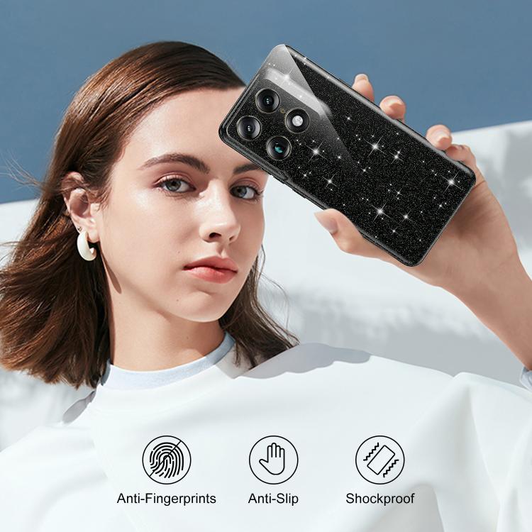 For Motorola Signature 5G / Edge 70 Ultra 5G Fine Hole Glossy Glitter Magnetic TPU Phone Case with Same Color Hand Strap